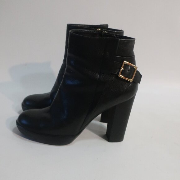 Authentic Womens Hogan Black Leather Platform Block Heel Zip Booties 40 US/10 - Picture 5 of 16